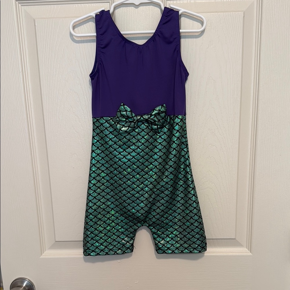 Vibrant Purple and Green Mermaid Gymnastics Leotard 4T🤸